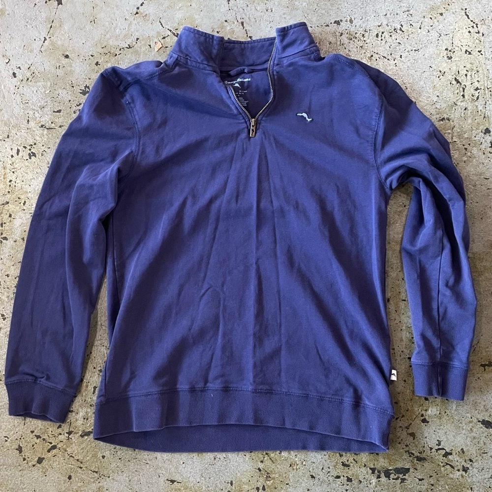 Tommy Bahama Boy’s Cotton Blend Quarter-Zip Pullover in Navy Blue Size XXL